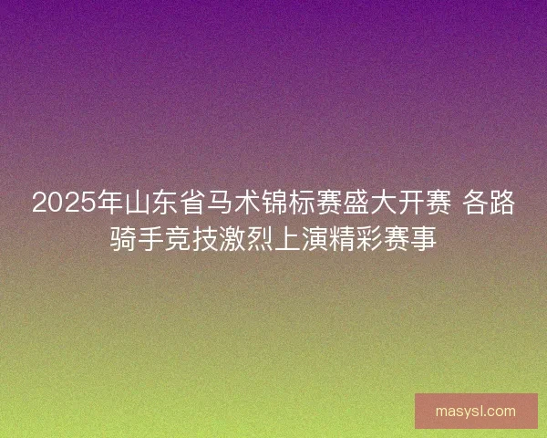 2025年山东省马术锦标赛盛大开赛 各路骑手竞技激烈上演精彩赛事