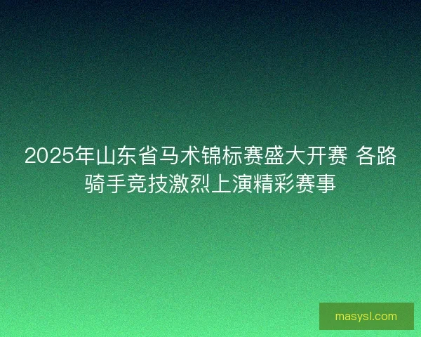 2025年山东省马术锦标赛盛大开赛 各路骑手竞技激烈上演精彩赛事